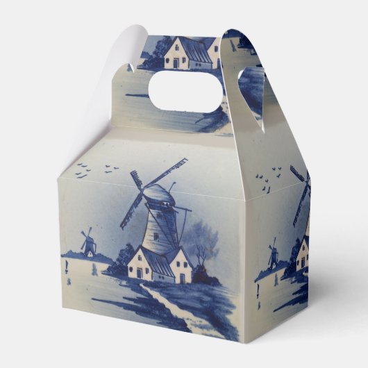 Blauw Wit Delft Windmolen Bedankdoosjes (Voorkant Zijde)