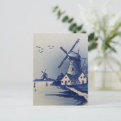 Blauw Wit Delft Windmolen Briefkaart (Staand voorkant)