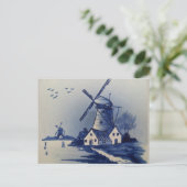 Blauw Wit Delft Windmolen Briefkaart (Staand voorkant)