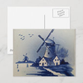 Blauw Wit Delft Windmolen Briefkaart (Voorkant / Achterkant)