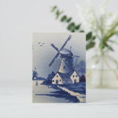 Blauw Wit Delft Windmolen Briefkaart (Staand voorkant)
