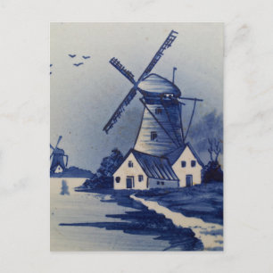 Blauw Wit Delft Windmolen Briefkaart