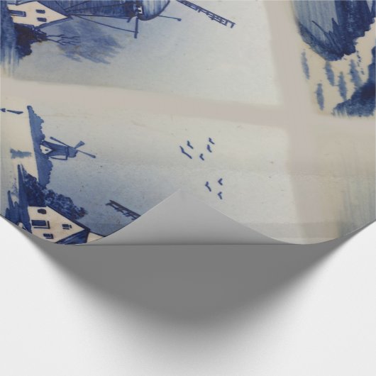  Blauw Wit Delft Windmolen Cadeaupapier (Hoek)