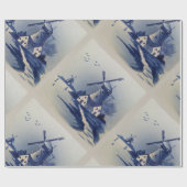  Blauw Wit Delft Windmolen Cadeaupapier (Vlak)