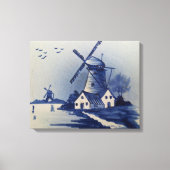 Blauw Wit Delft Windmolen Canvas Afdruk (Voorkant)