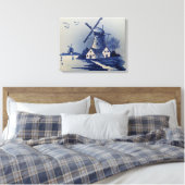  Blauw Wit Delft Windmolen Canvas Afdruk (Insitu (Slaapkamer))