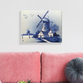 Blauw Wit Delft Windmolen Canvas Afdruk (Insitu (Woonkamer))