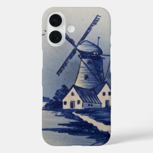  Blauw Wit Delft Windmolen iPhone 16 Hoesje