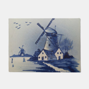 Blauw Wit Delft Windmolen Deurmat