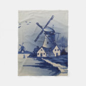  Blauw Wit Delft Windmolen Fleece Deken (Voorkant)