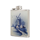 Blauw Wit Delft Windmolen Heupfles (Links)