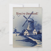 Blauw Wit Delft Windmolen Kaart (Voorkant)