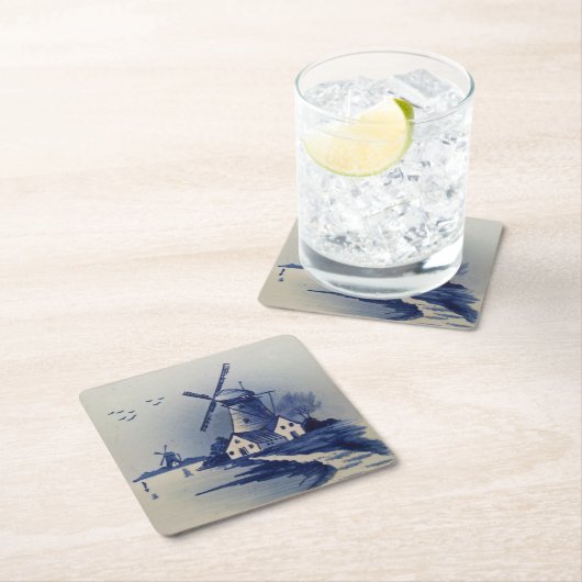 Blauw Wit Delft Windmolen Kartonnen Onderzetters (Insitu)