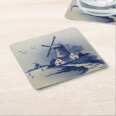 Blauw Wit Delft Windmolen Kartonnen Onderzetters (Schuin)