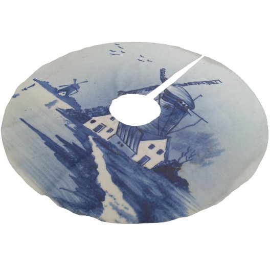  Blauw Wit Delft Windmolen Kerstboom Rok (Gekanteld)