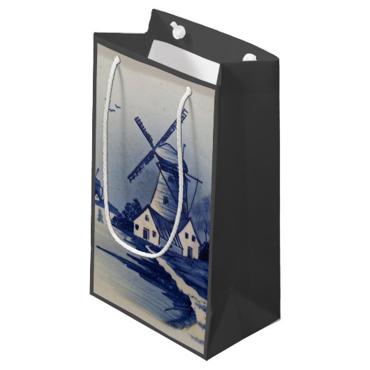  Blauw Wit Delft Windmolen Klein Cadeauzakje (Voorkant Gekanteld)