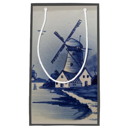  Blauw Wit Delft Windmolen Klein Cadeauzakje (Voorkant)