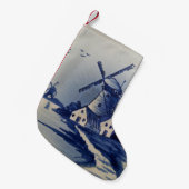 Blauw Wit Delft Windmolen Kleine Kerstsok (Voorkant (Hangend))