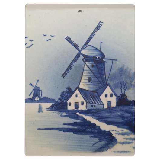  Blauw Wit Delft Windmolen Klembord (Achterkant)