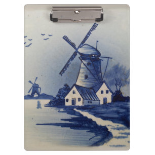 Blauw Wit Delft Windmolen Klembord