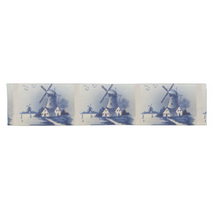 Blauw Wit Delft Windmolen Korte Tafelloper