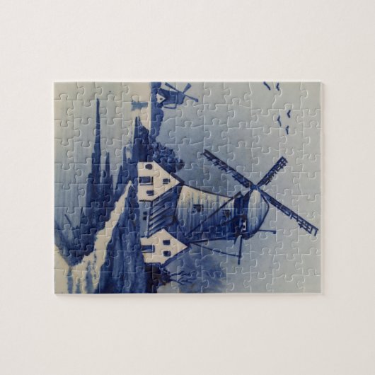  Blauw Wit Delft Windmolen Legpuzzel (Horizontaal)