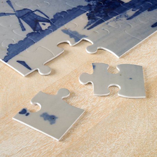 Blauw Wit Delft Windmolen Legpuzzel (Zijkant)