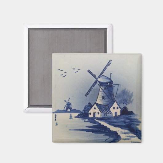 Blauw Wit Delft Windmolen Magneet (Voorkant / Achterkant)