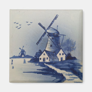  Blauw Wit Delft Windmolen Magneet
