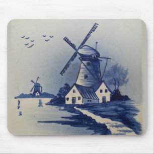 Blauw Wit Delft Windmolen Muismat