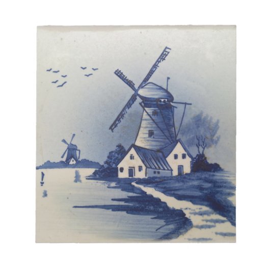  Blauw Wit Delft Windmolen Notitieblok (Voorkant)