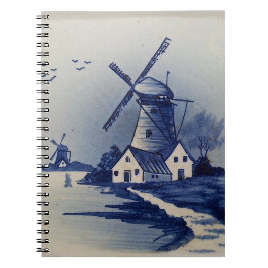  Blauw Wit Delft Windmolen Notitieboek (Voorkant)