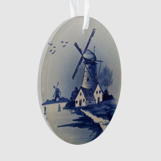 Blauw Wit Delft Windmolen Ornament (voorkant)