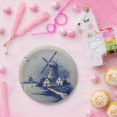 Blauw Wit Delft Windmolen Papieren Bordje (Feest)