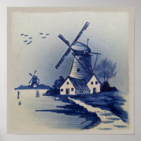  Blauw Wit Delft Windmolen