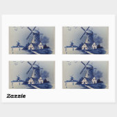  Blauw Wit Delft Windmolen Rechthoekige Sticker (Vel)