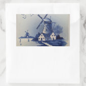  Blauw Wit Delft Windmolen Rechthoekige Sticker (Tas)