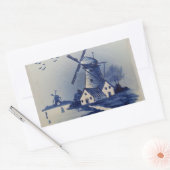  Blauw Wit Delft Windmolen Rechthoekige Sticker (Envelop)
