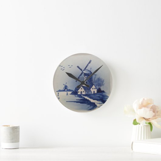  Blauw Wit Delft Windmolen Ronde Klok (Huis)