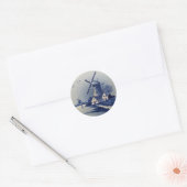  Blauw Wit Delft Windmolen Ronde Sticker (Envelop)