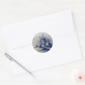  Blauw Wit Delft Windmolen Ronde Sticker (Envelop)