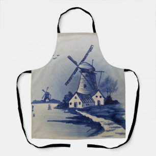 Blauw Wit Delft Windmolen Schort