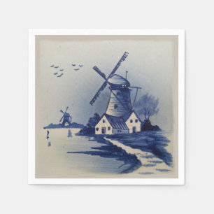 Blauw Wit Delft Windmolen Servetten
