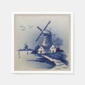 Blauw Wit Delft Windmolen Servetten (Voorkant)