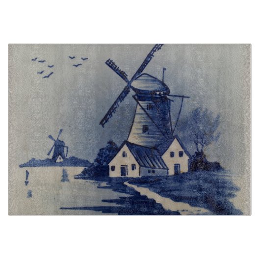 Blauw Wit Delft Windmolen Snijplank (Voorkant)