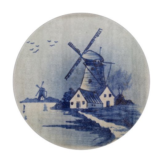 Blauw Wit Delft Windmolen Snijplank (Voorkant)