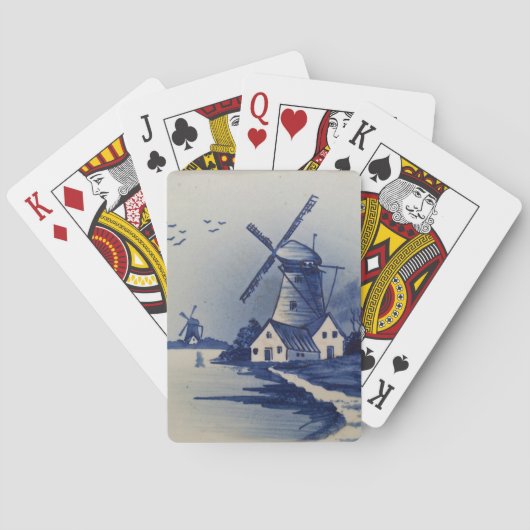 Blauw Wit Delft Windmolen Speelkaarten (Achterkant)