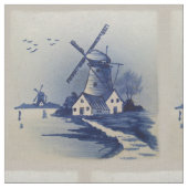  Blauw Wit Delft Windmolen Stof (Close Up)