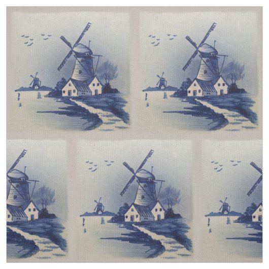  Blauw Wit Delft Windmolen Stof (Swatch)