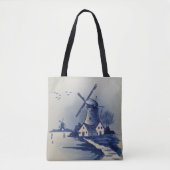  Blauw Wit Delft Windmolen Tote Bag (Voorkant)